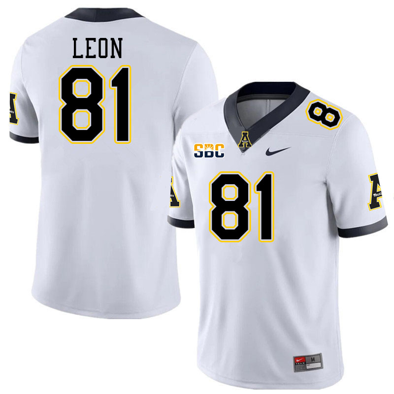 Men #81 Jose Leon Appalachian State Mountaineers College Football Jerseys Stitched-White